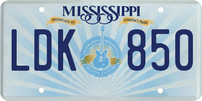 MS license plate LDK850
