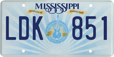 MS license plate LDK851