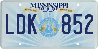 MS license plate LDK852
