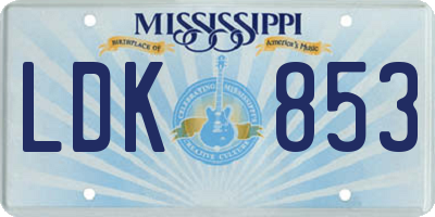 MS license plate LDK853