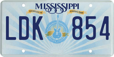 MS license plate LDK854