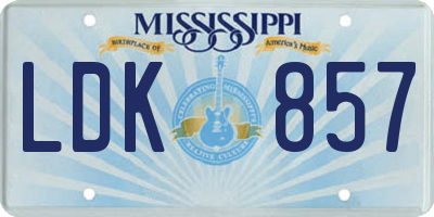 MS license plate LDK857