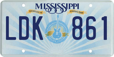MS license plate LDK861