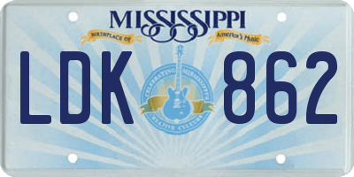 MS license plate LDK862