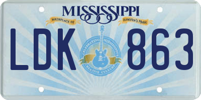 MS license plate LDK863