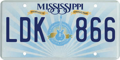 MS license plate LDK866