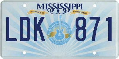 MS license plate LDK871