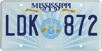 MS license plate LDK872