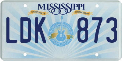 MS license plate LDK873