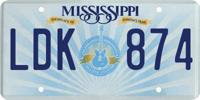 MS license plate LDK874