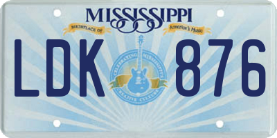 MS license plate LDK876
