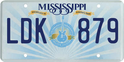 MS license plate LDK879