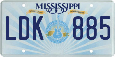 MS license plate LDK885