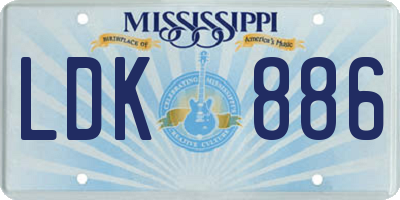 MS license plate LDK886