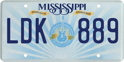 MS license plate LDK889