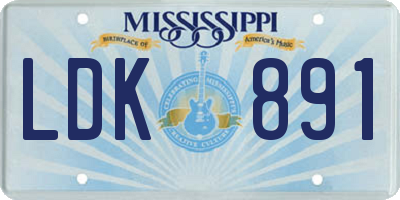 MS license plate LDK891