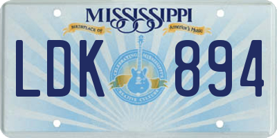 MS license plate LDK894