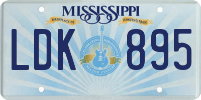 MS license plate LDK895