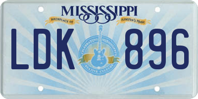 MS license plate LDK896