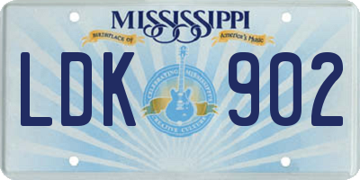 MS license plate LDK902