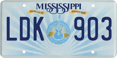 MS license plate LDK903