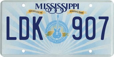 MS license plate LDK907