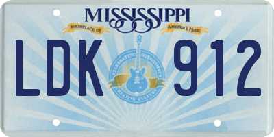 MS license plate LDK912