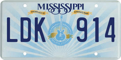 MS license plate LDK914