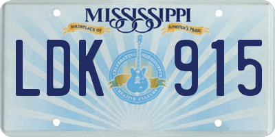 MS license plate LDK915