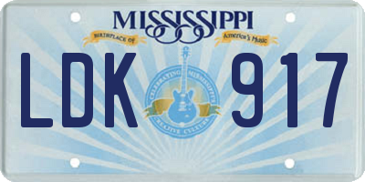 MS license plate LDK917