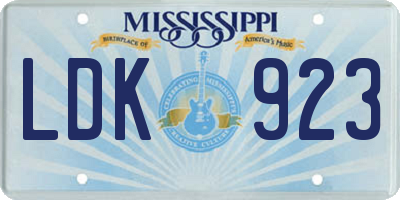 MS license plate LDK923