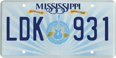 MS license plate LDK931
