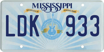 MS license plate LDK933
