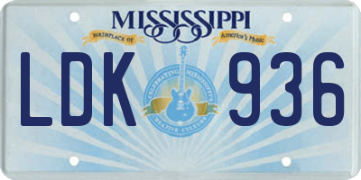 MS license plate LDK936
