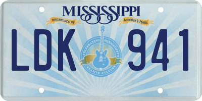 MS license plate LDK941