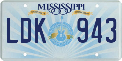 MS license plate LDK943