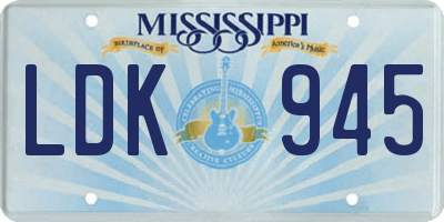 MS license plate LDK945