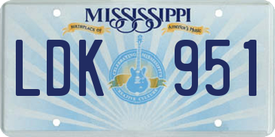 MS license plate LDK951