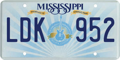 MS license plate LDK952