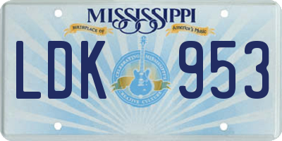 MS license plate LDK953