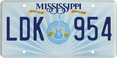 MS license plate LDK954