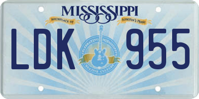 MS license plate LDK955
