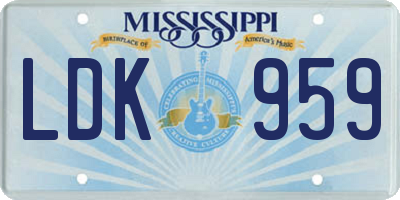 MS license plate LDK959