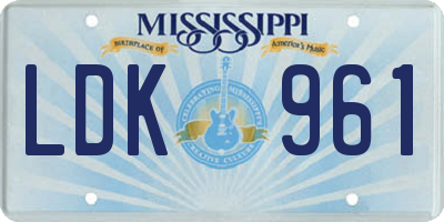 MS license plate LDK961