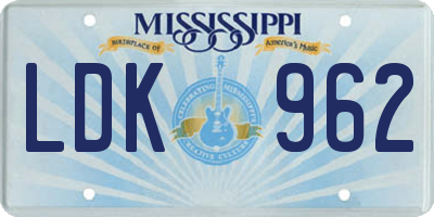 MS license plate LDK962