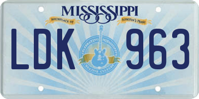 MS license plate LDK963