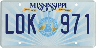 MS license plate LDK971
