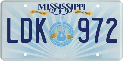 MS license plate LDK972
