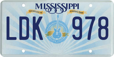 MS license plate LDK978
