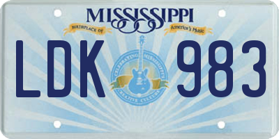 MS license plate LDK983